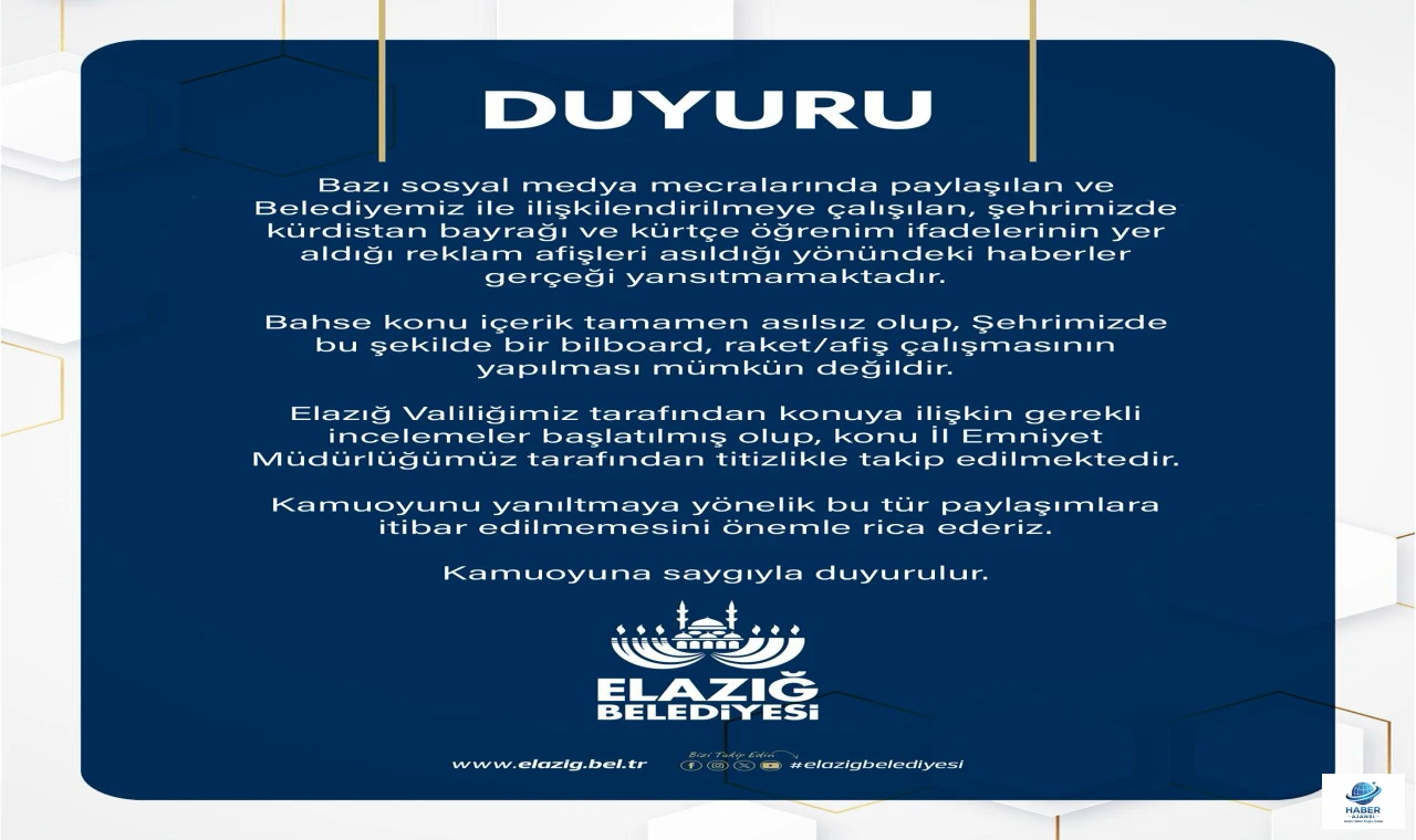 Elazığ’da Sosyal Medyadaki Afiş İddialarına Resmi Açıklama