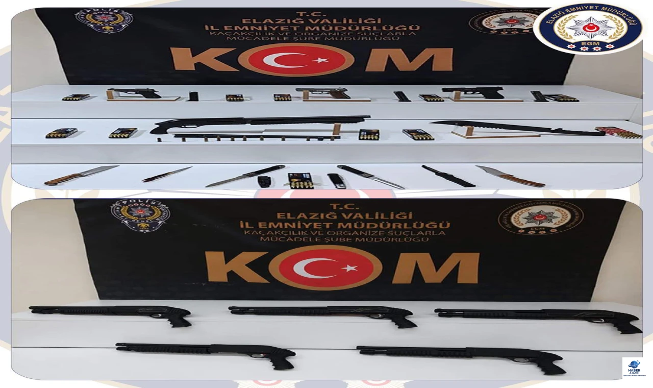 Elazığ’da silah operasyonu: 2 gözaltı, çok sayıda ruhsatsız silah ve mühimmat ele geçirildi