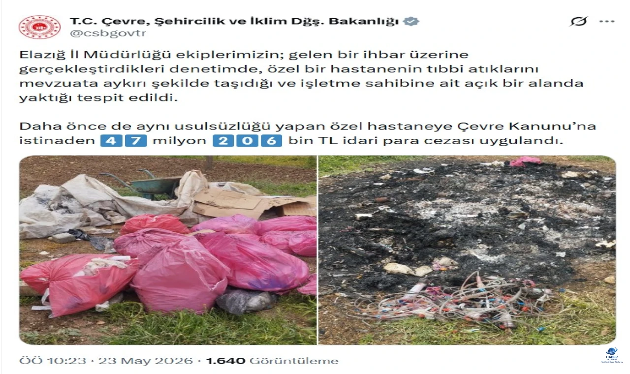 Elazığ'da Tıbbi Atık Skandalı: 47 Milyon TL Ceza