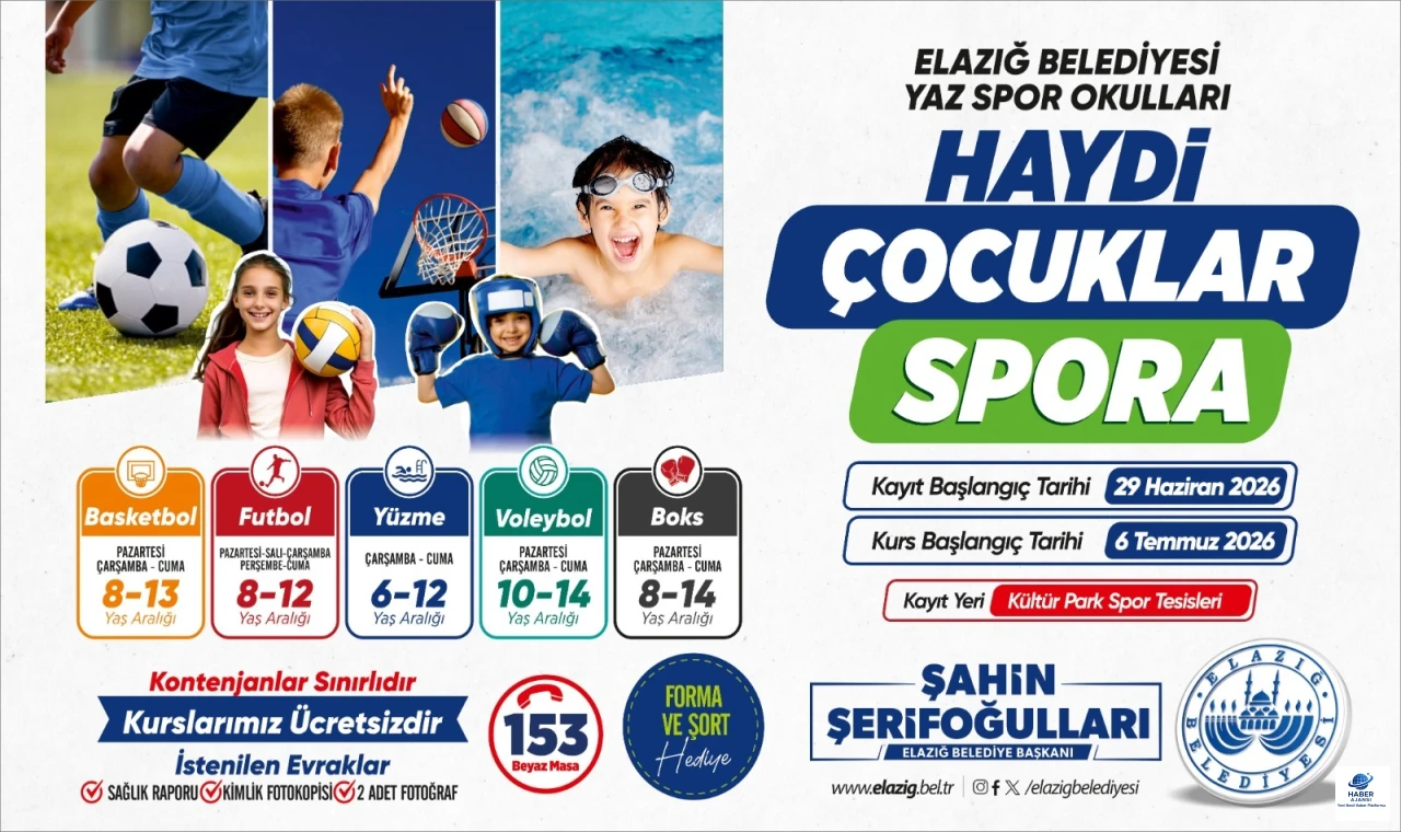Elazığ'da Ücretsiz Yaz Spor Okulları Kayıtları Başlıyor