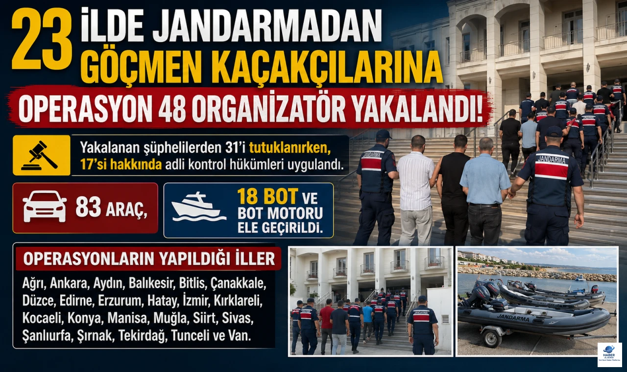 23 İlde Jandarmadan Göçmen Kaçakçılarına opderasyon 48 Organizatör Yakalandı!