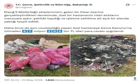 Elazığ'da Tıbbi Atık Skandalı: 47 Milyon TL Ceza