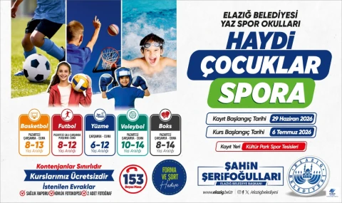 Elazığ'da Ücretsiz Yaz Spor Okulları Kayıtları Başlıyor