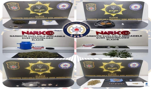 Elazığ'da uyuşturucu operasyonu: 1 kilo 738 kilogram sentetik kannabionid ( BONZAİ)  ham maddesi ele geçirildi